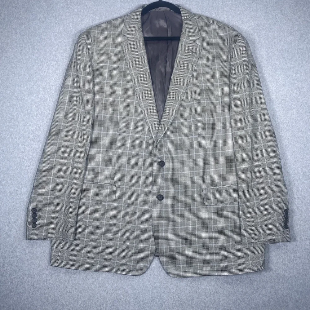 Ralph Lauren Blazer Mens 54R Gray Glen Plaid Silk Wool Blend Sport Coat